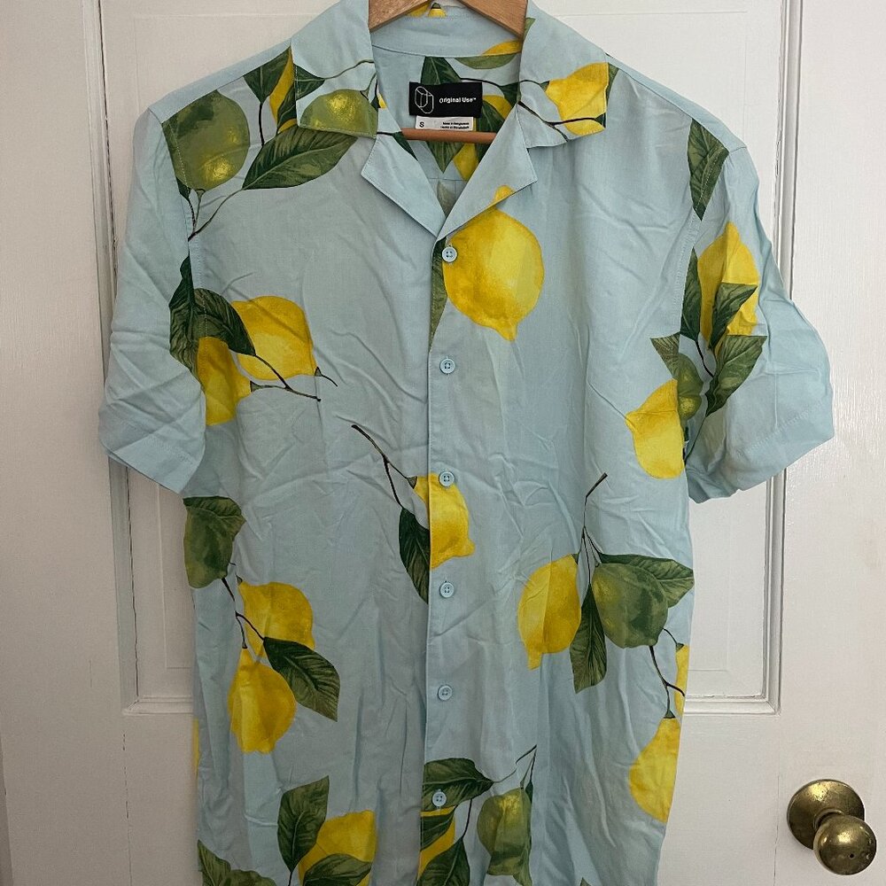 Lemon Patterned Collared T-Shirt - image 1